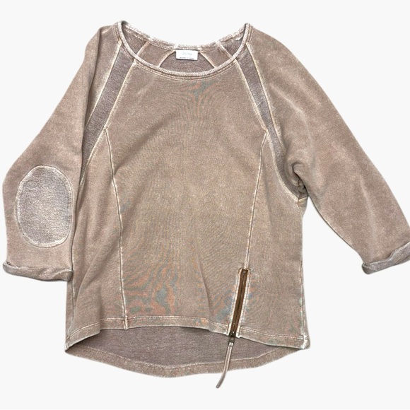 Wrap London Tan Hemp Cotton Tunic Sweatshirt Zip Hem Size 8 Medium Casual Boho - Picture 10 of 11